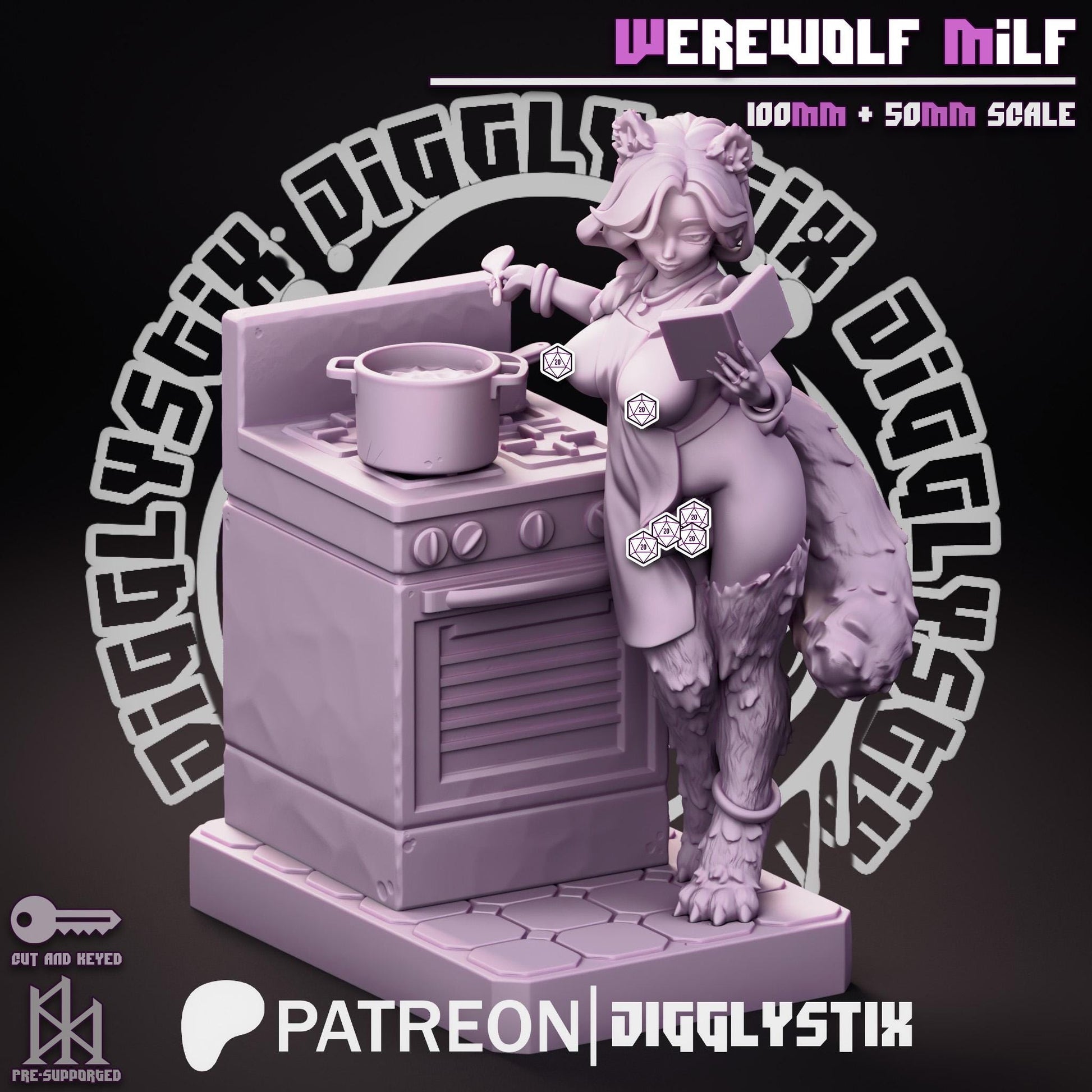 Werewolf Girl Model - 50mm or 100mm - Jigglystix