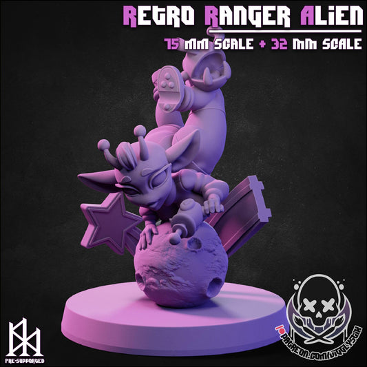Retro Ranger Alien Miniature - 32mm or 75mm - Jigglystix