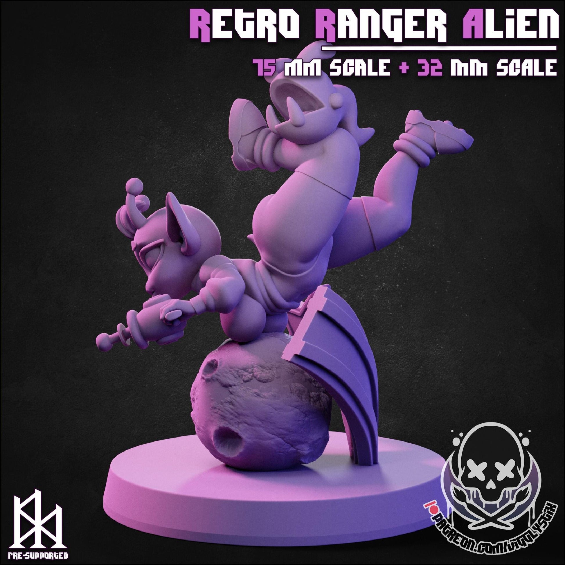 Retro Ranger Alien Miniature - 32mm or 75mm - Jigglystix