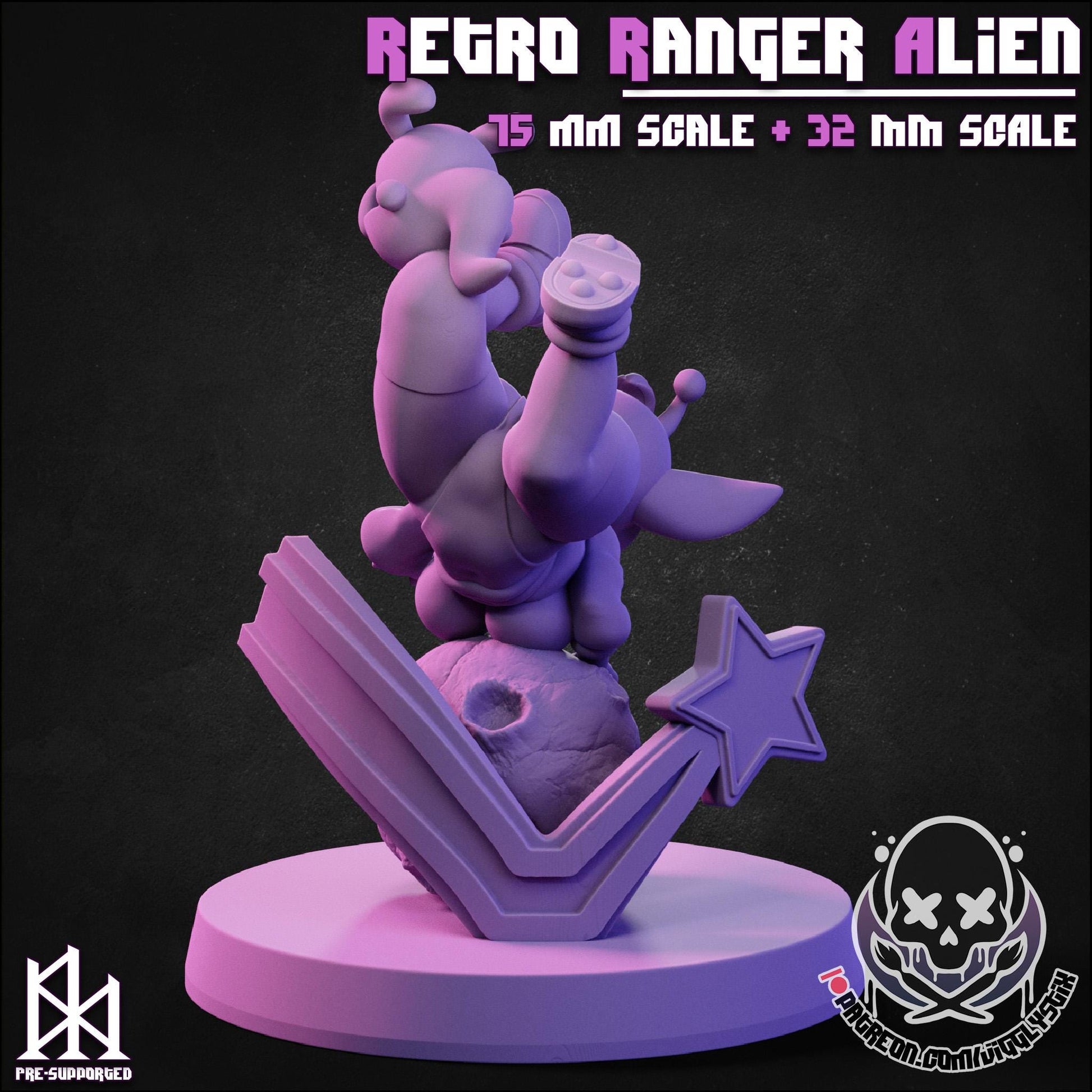 Retro Ranger Alien Miniature - 32mm or 75mm - Jigglystix