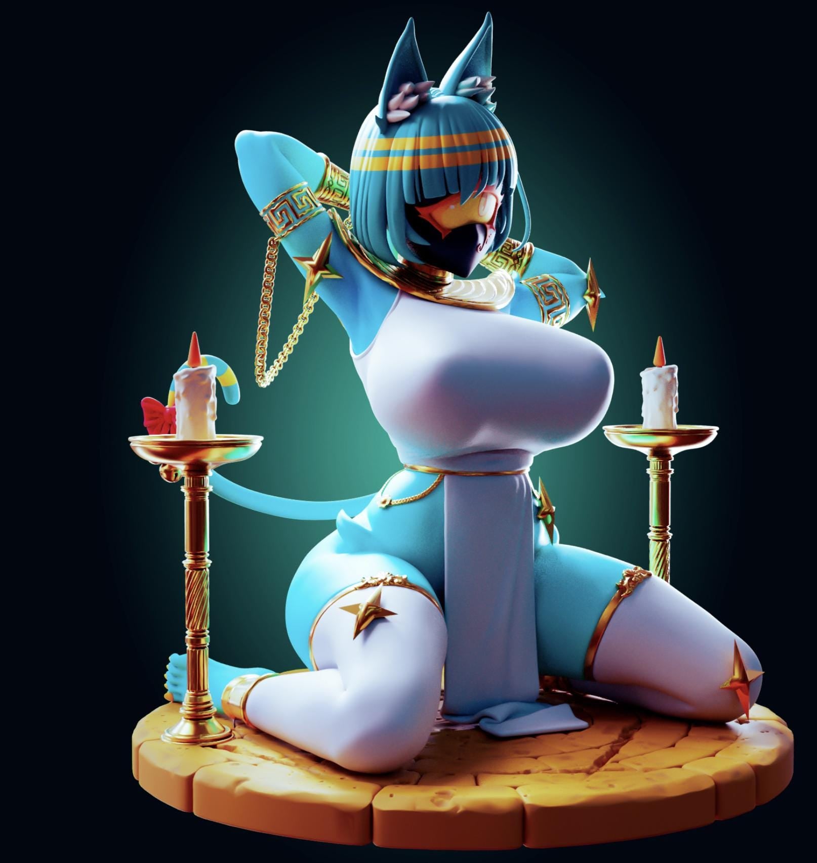 Nyanlathotep Cat Girl Inspired Model Kit | 3D Resin Print Figurine | Officer Rhu