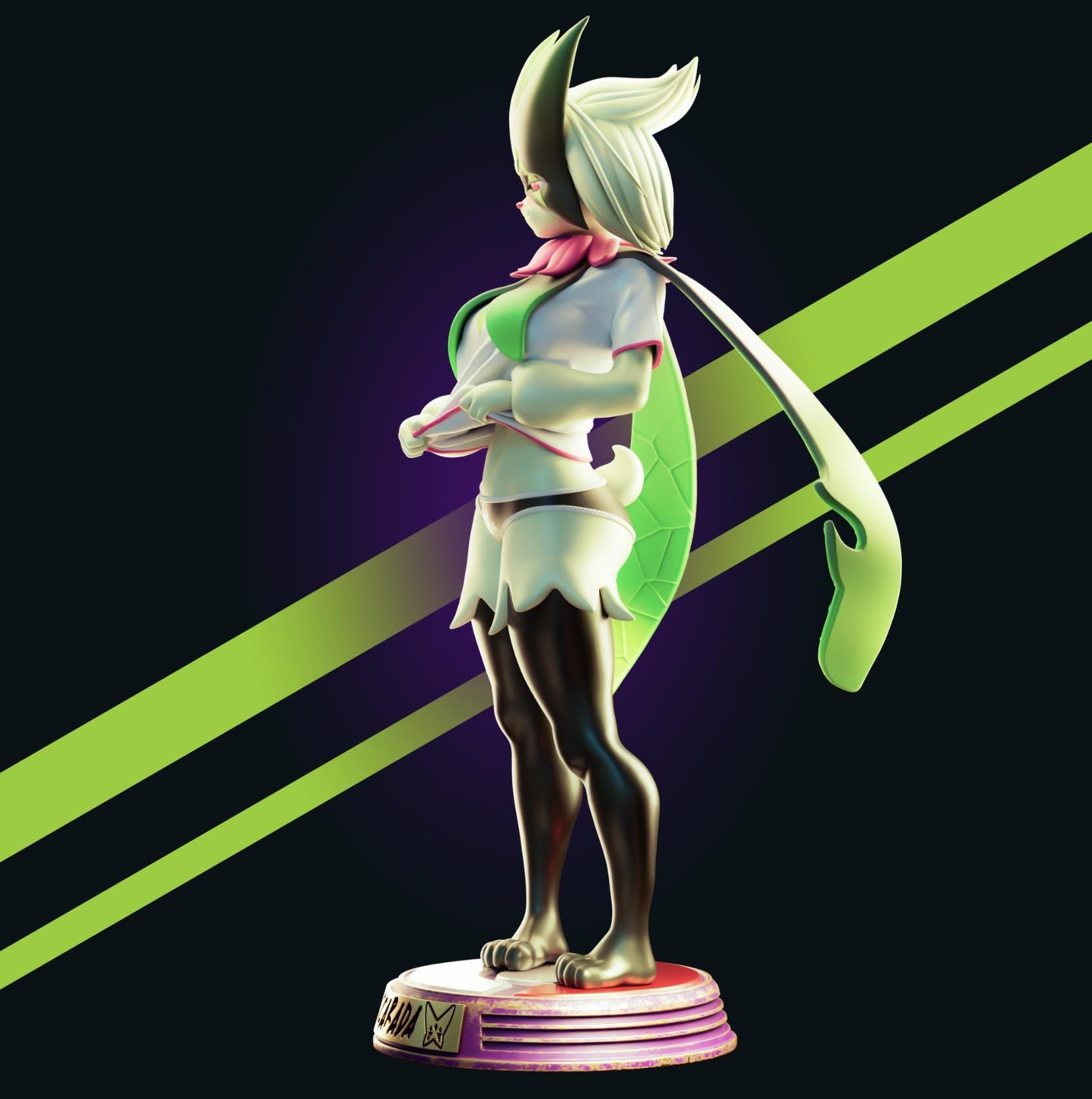 Green Cat Girl Resin Model Kit - Designed by Officer Rhu