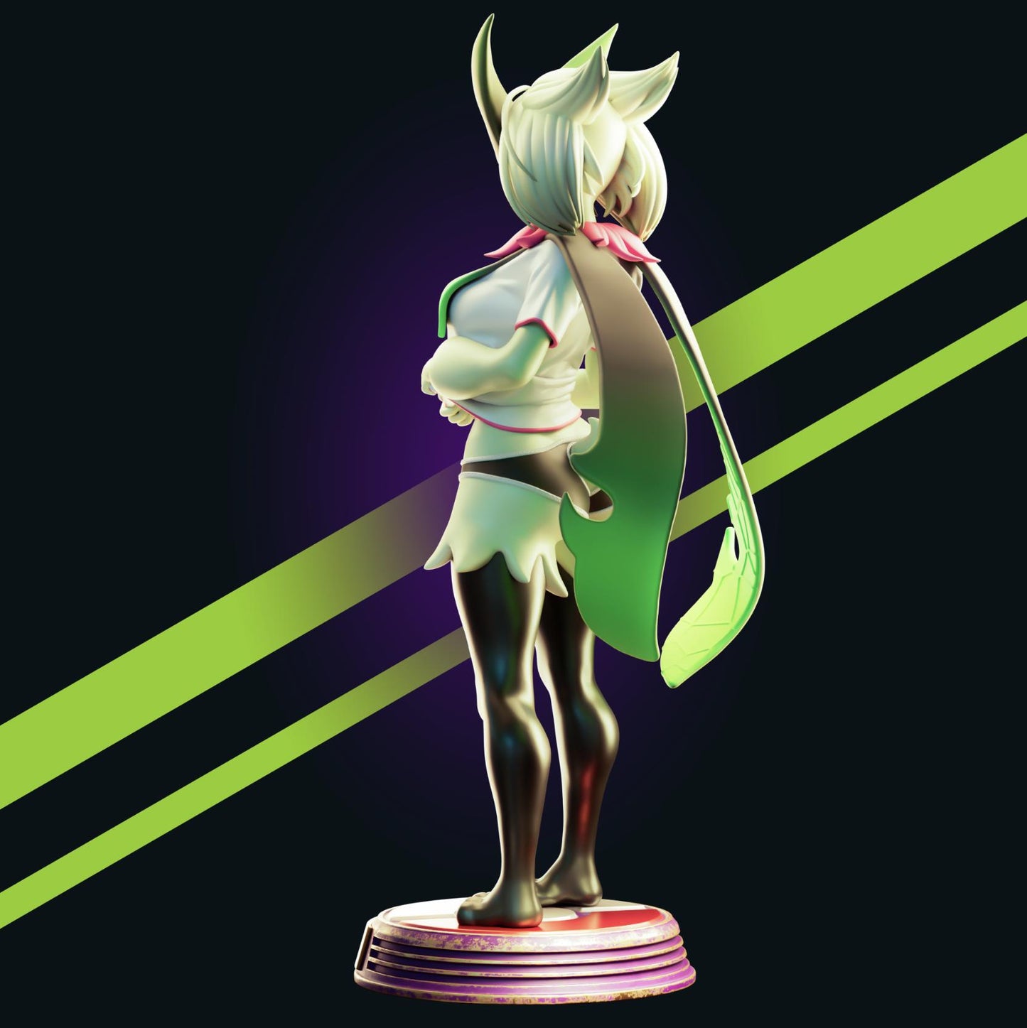 Green Cat Girl Resin Model Kit - Designed by Officer Rhu
