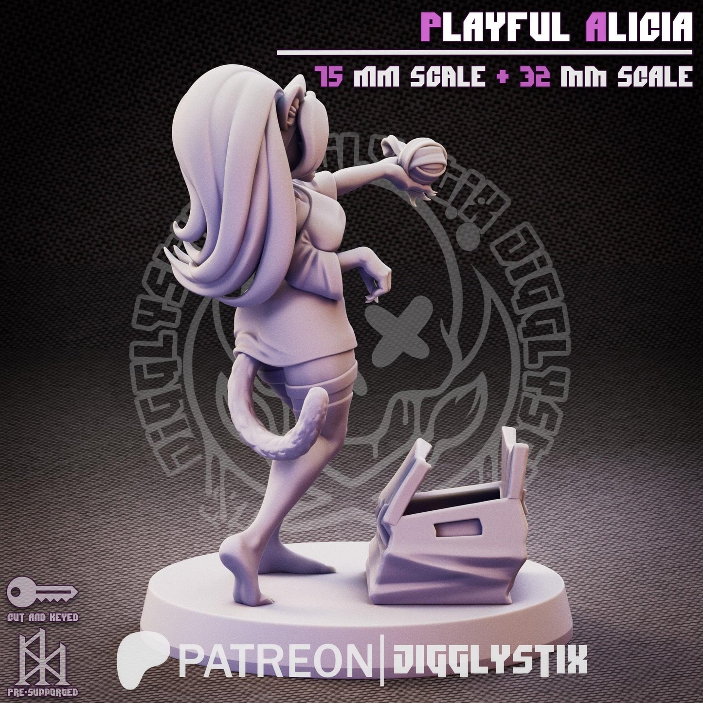Playful Alicia Cat Girl Pin Up Miniature | Jigglystix