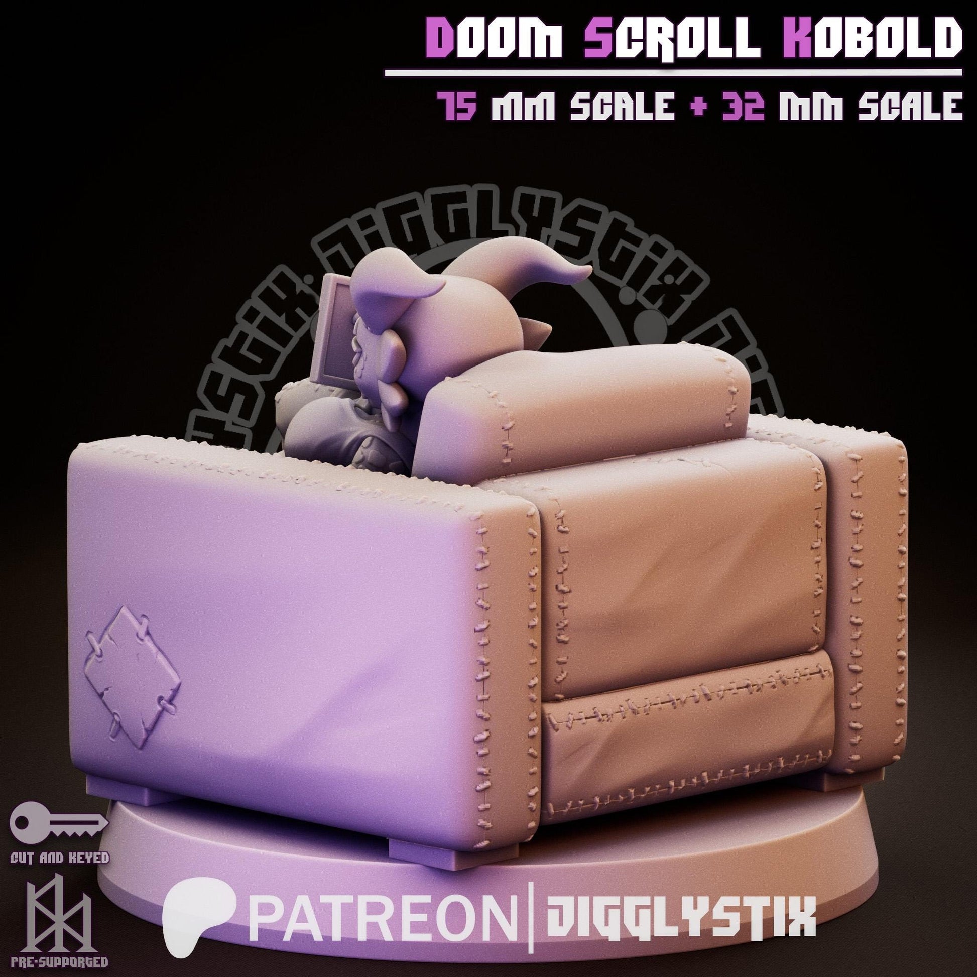Doom Scroll Kobold Pin Up Miniature | Jigglystix