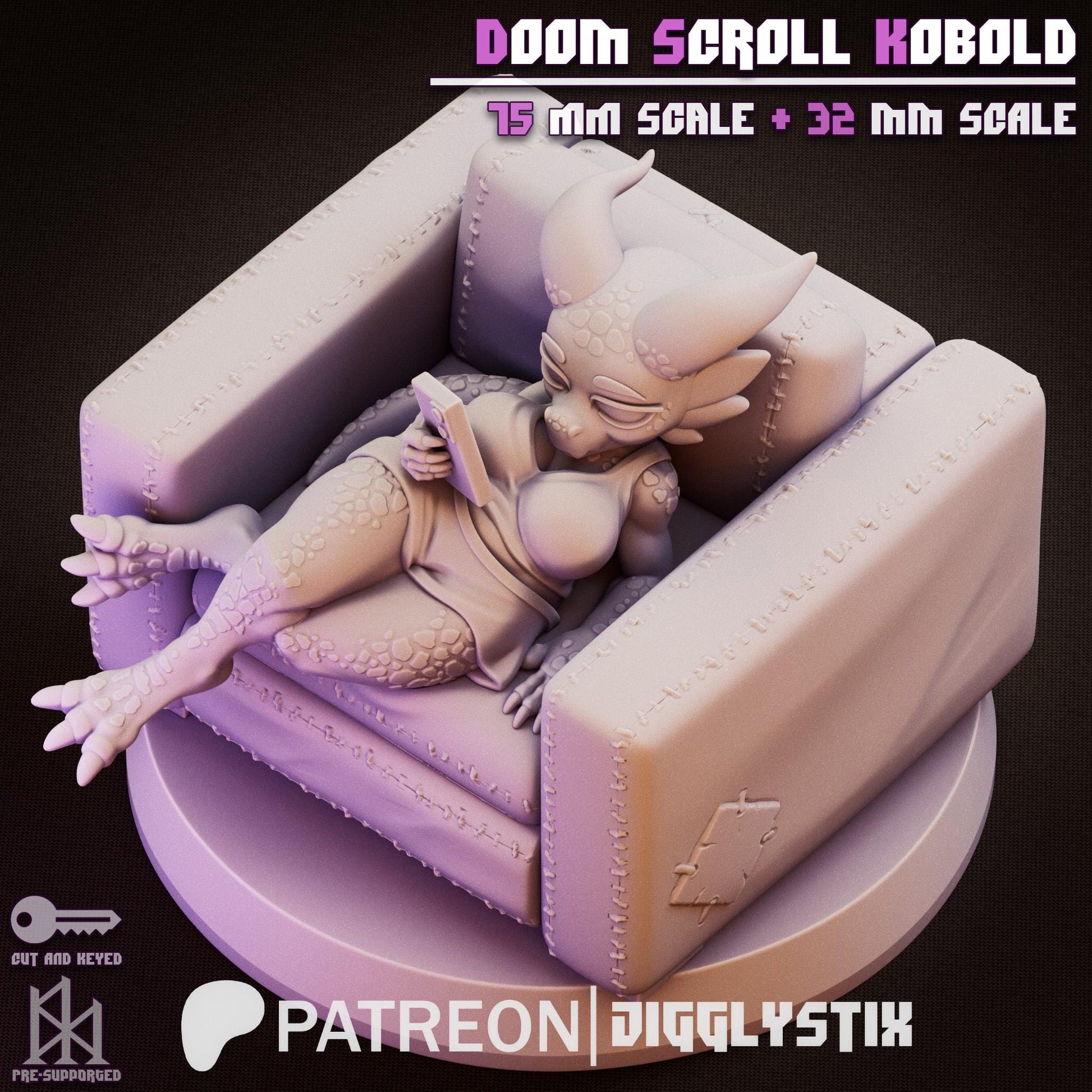 Doom Scroll Kobold Pin Up Miniature | Jigglystix