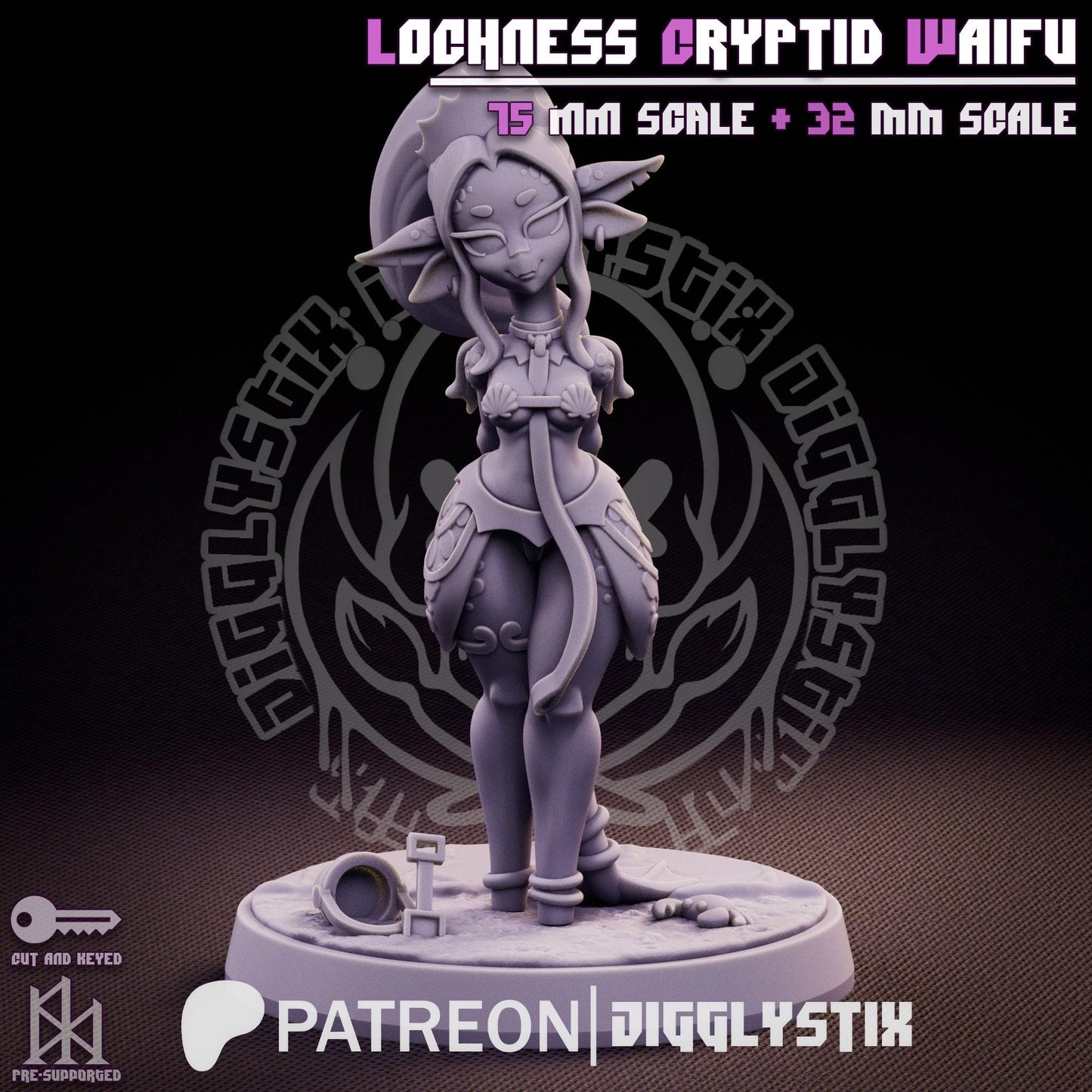 Loch Ness Cryptid Waifu Pin Up Miniature | Jigglystix