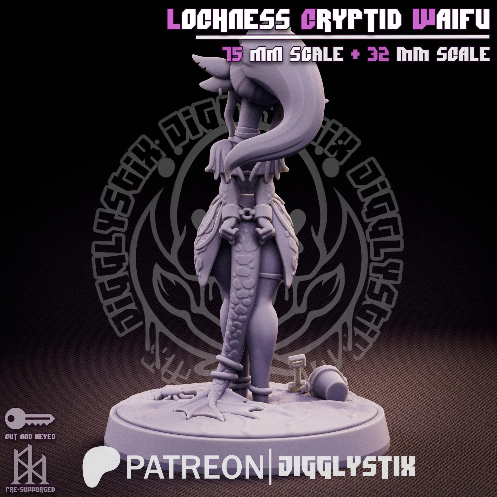 Loch Ness Cryptid Waifu Pin Up Miniature | Jigglystix