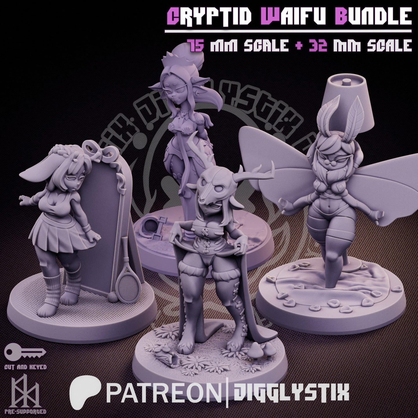 Cryptid Waifu Pin Up Miniature Bundle | Jigglystix
