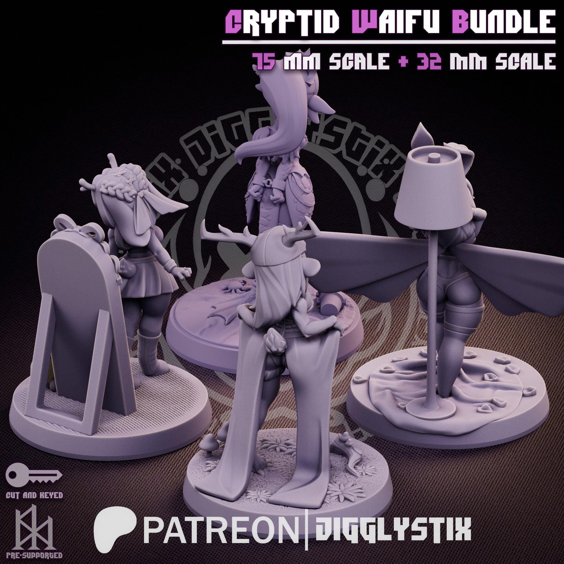 Cryptid Waifu Pin Up Miniature Bundle | Jigglystix