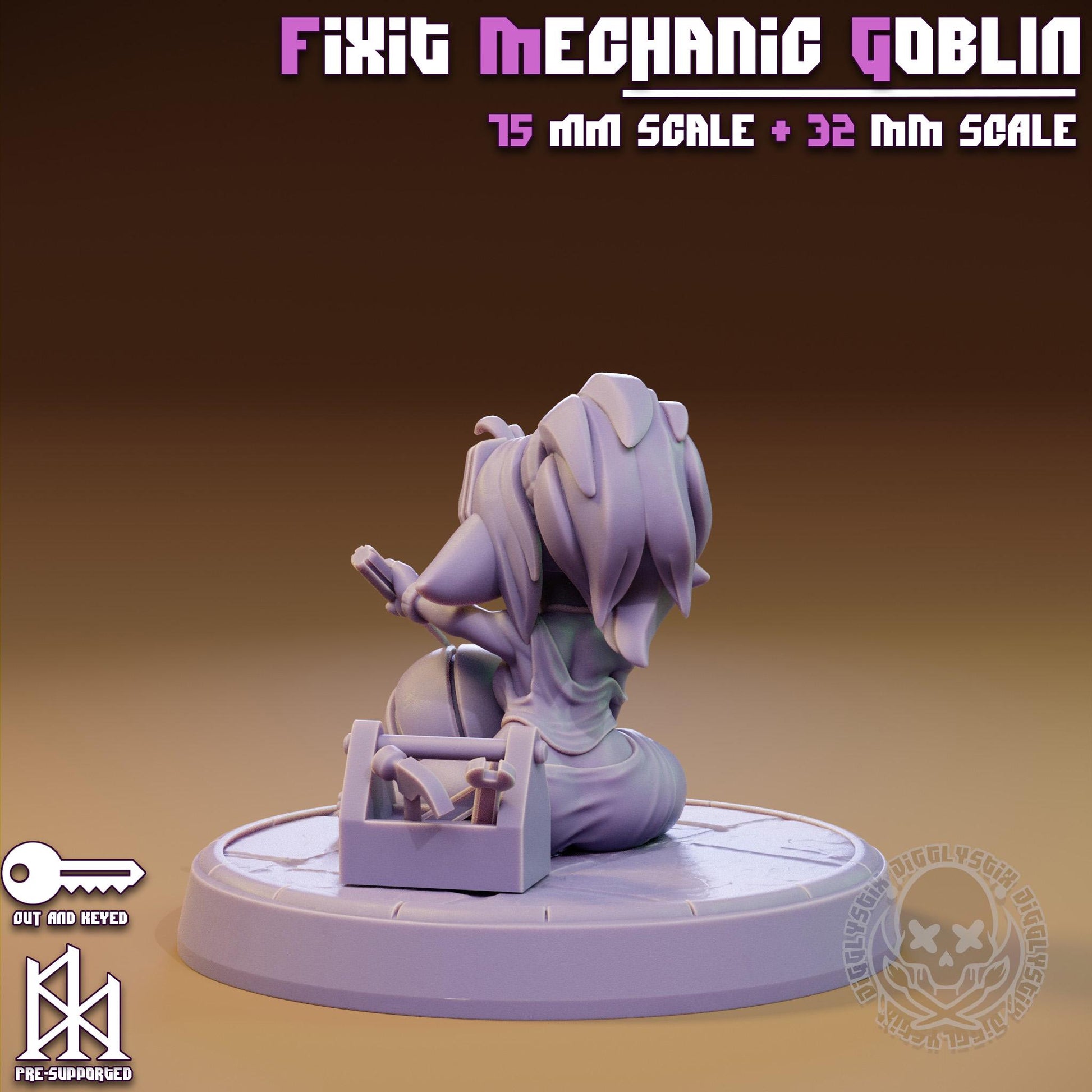 Fixit Mechanic Goblin Pin Up Miniature | Jigglystix