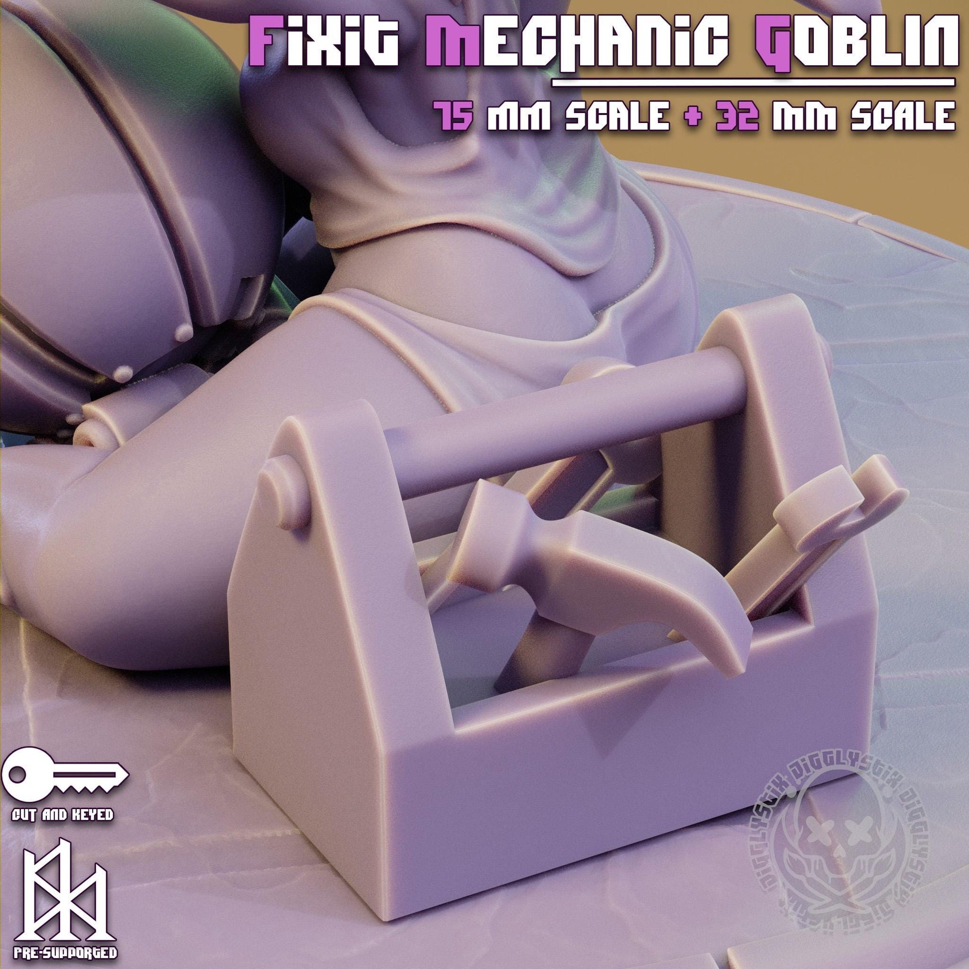 Fixit Mechanic Goblin Pin Up Miniature | Jigglystix