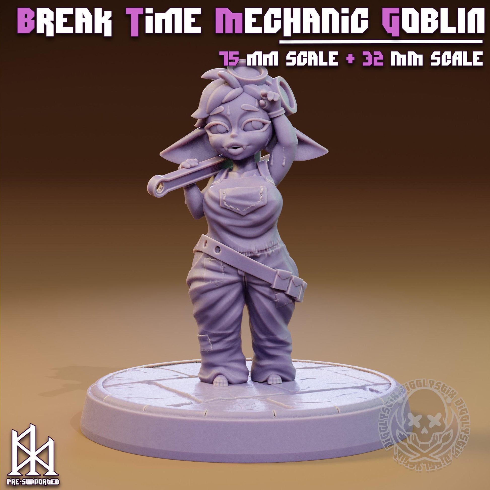 Breaktime Goblin Mechanic Pin Up Miniature | Jigglystix