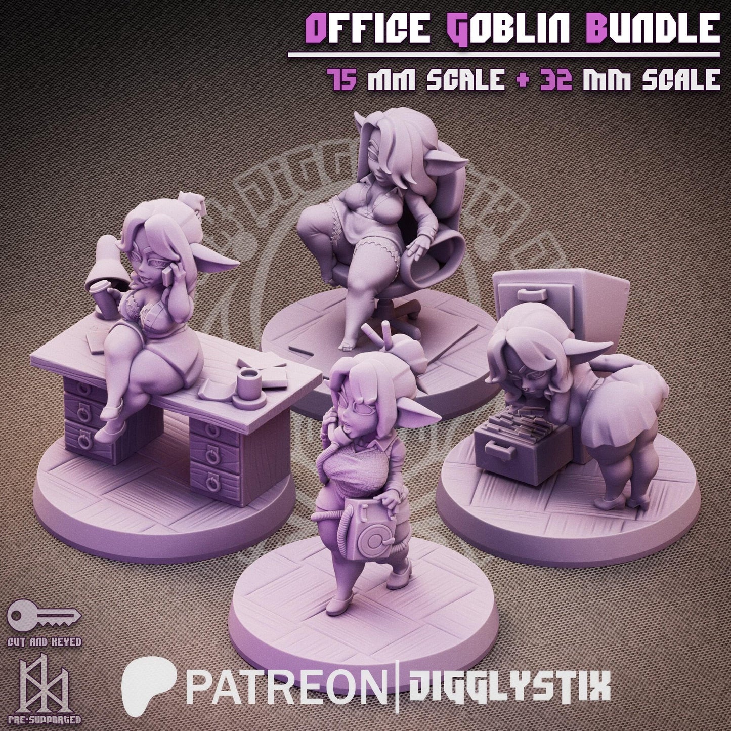 Office Goblin Girl Bundle - 32mm or 75mm - Jigglystix