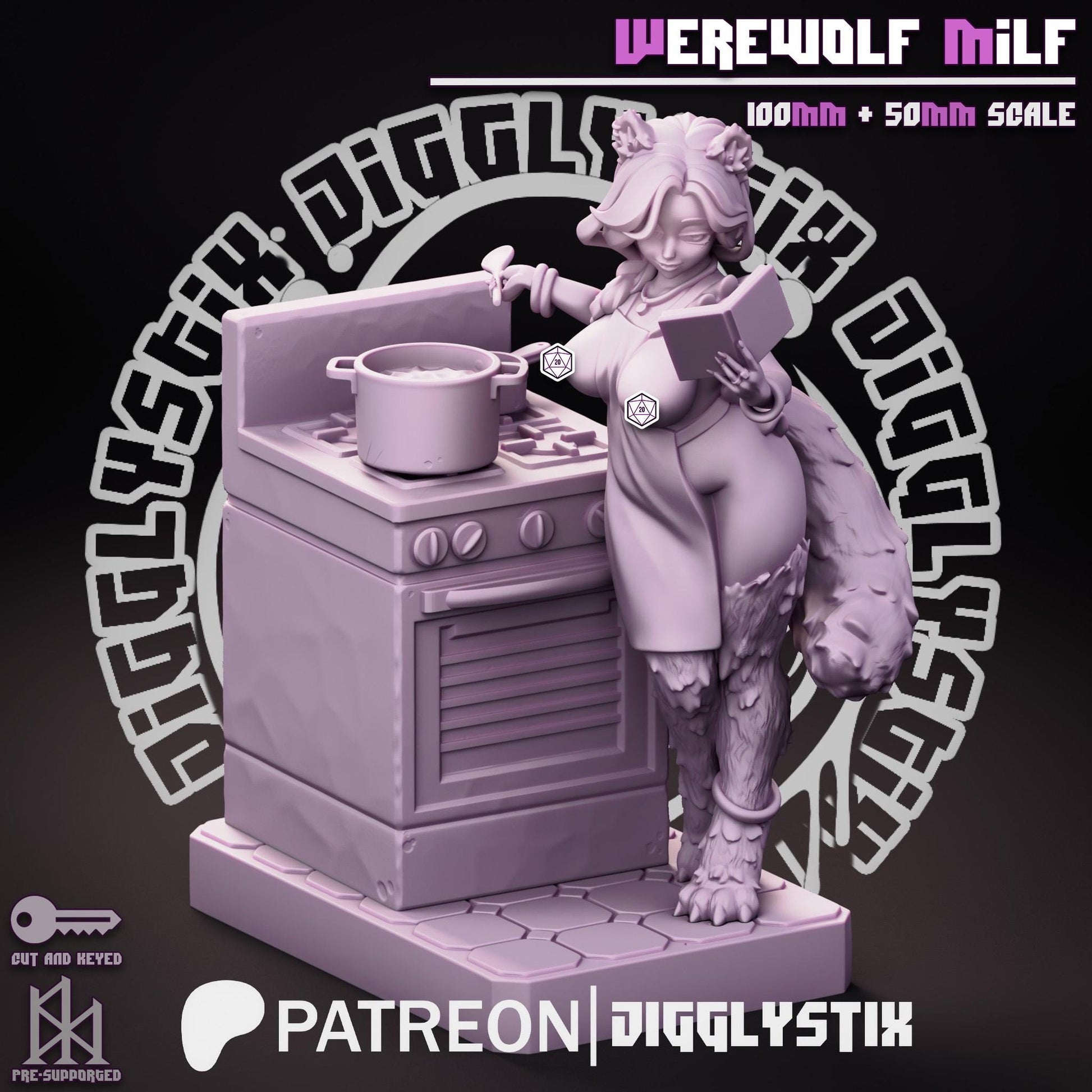 Werewolf Girl Model - 50mm or 100mm - Jigglystix