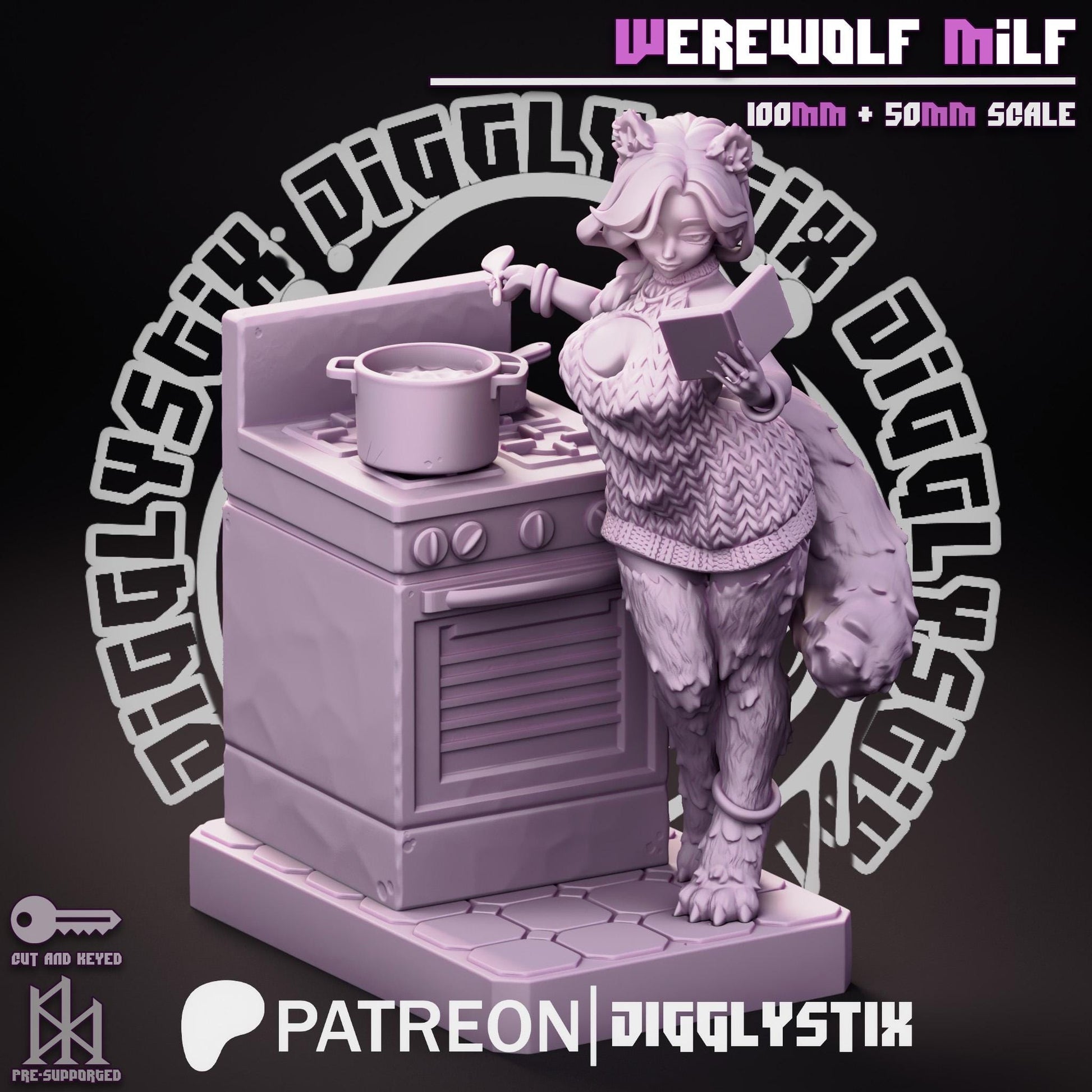 Werewolf Girl Model - 50mm or 100mm - Jigglystix