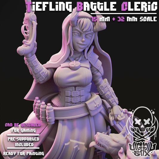 Tiefling Battle Cleric Mini - 32mm or 75mm - Jigglystix