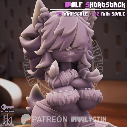 Wolf Shortstack Pin Up Miniature | Jigglystix