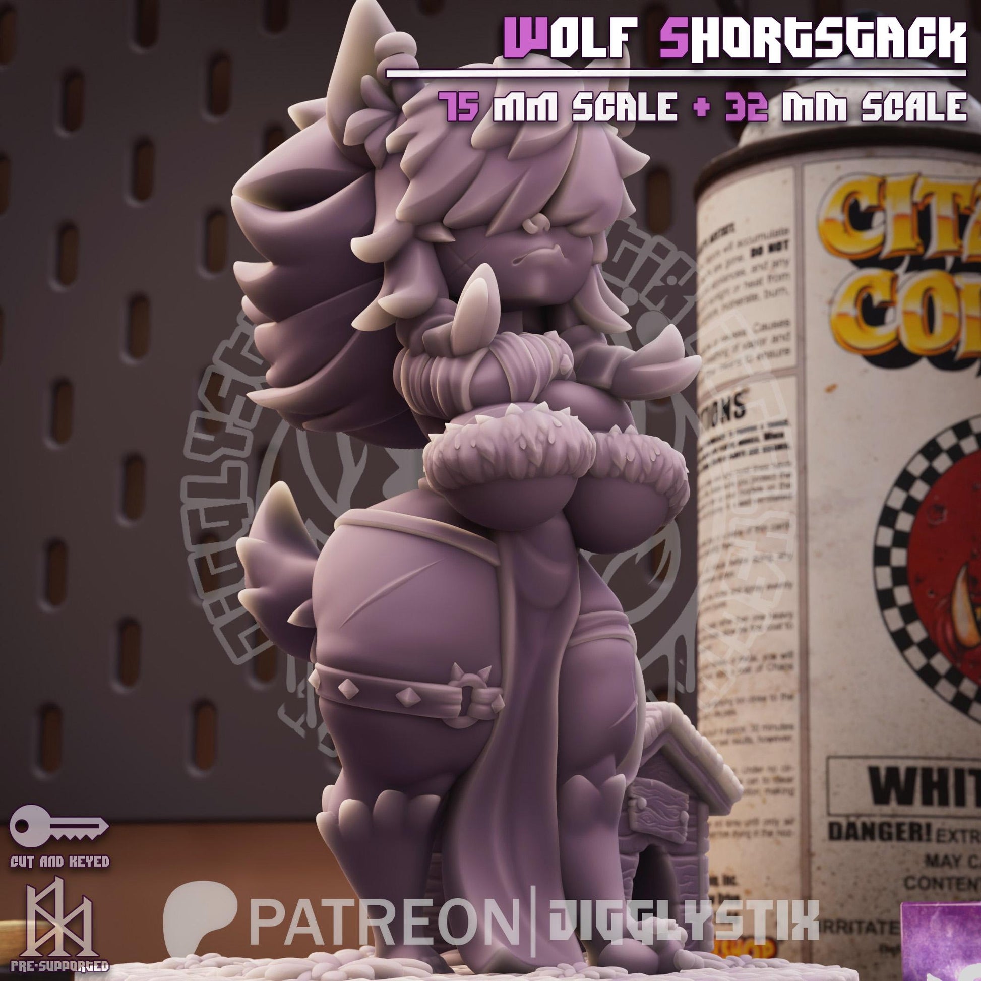 Wolf Shortstack Pin Up Miniature | Jigglystix