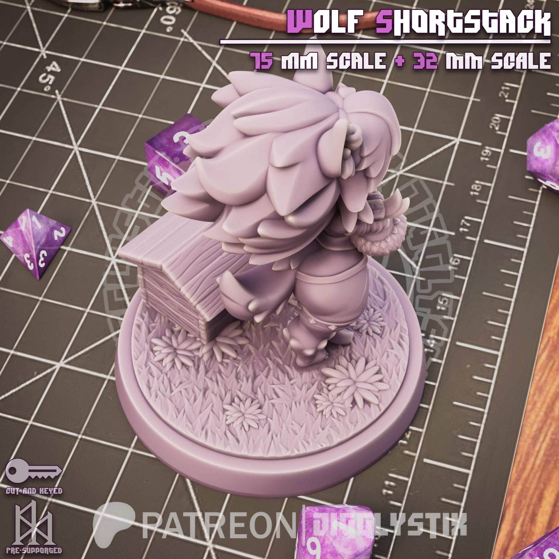 Wolf Shortstack Pin Up Miniature | Jigglystix