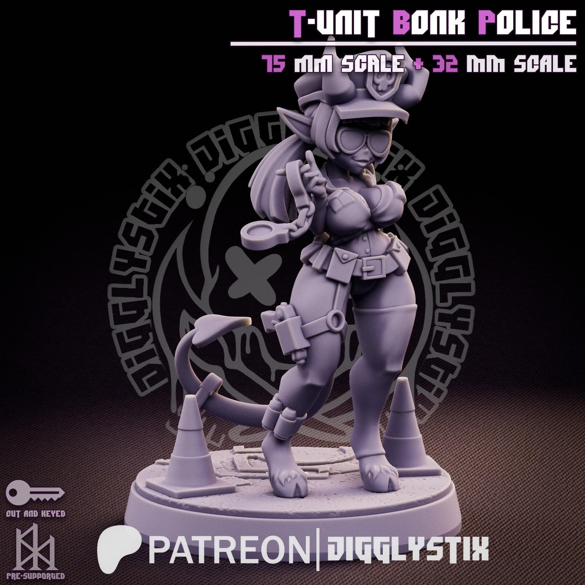 Tiefling Cop Pin Up Miniature | Jigglystix