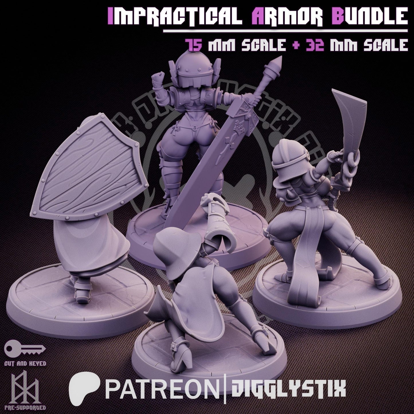 Impractical Armor Pin Up Miniature Bundle | Jigglystix