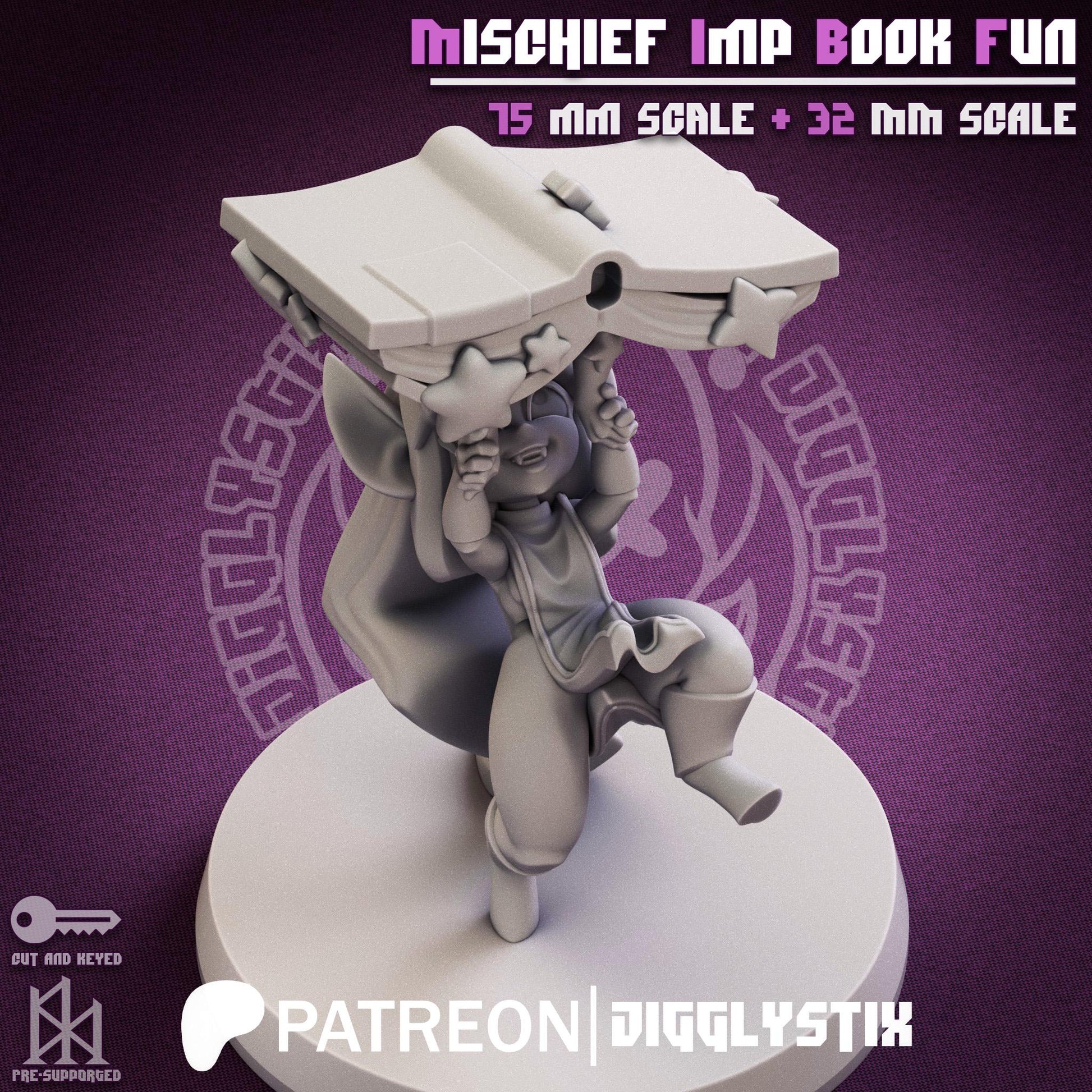 Mischief Imp Book Fun Pin Up Miniature | Jigglystix