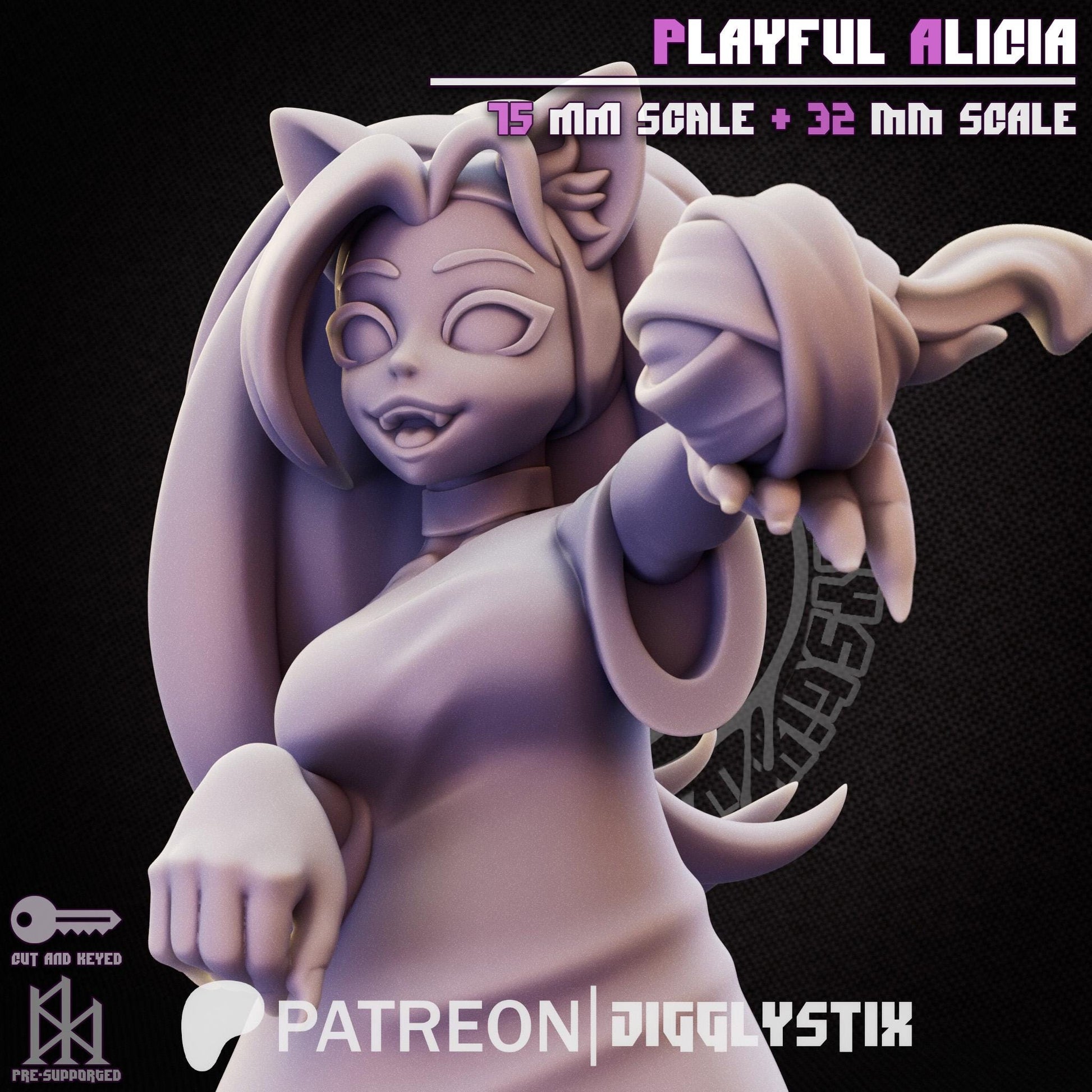 Playful Alicia Cat Girl Pin Up Miniature | Jigglystix