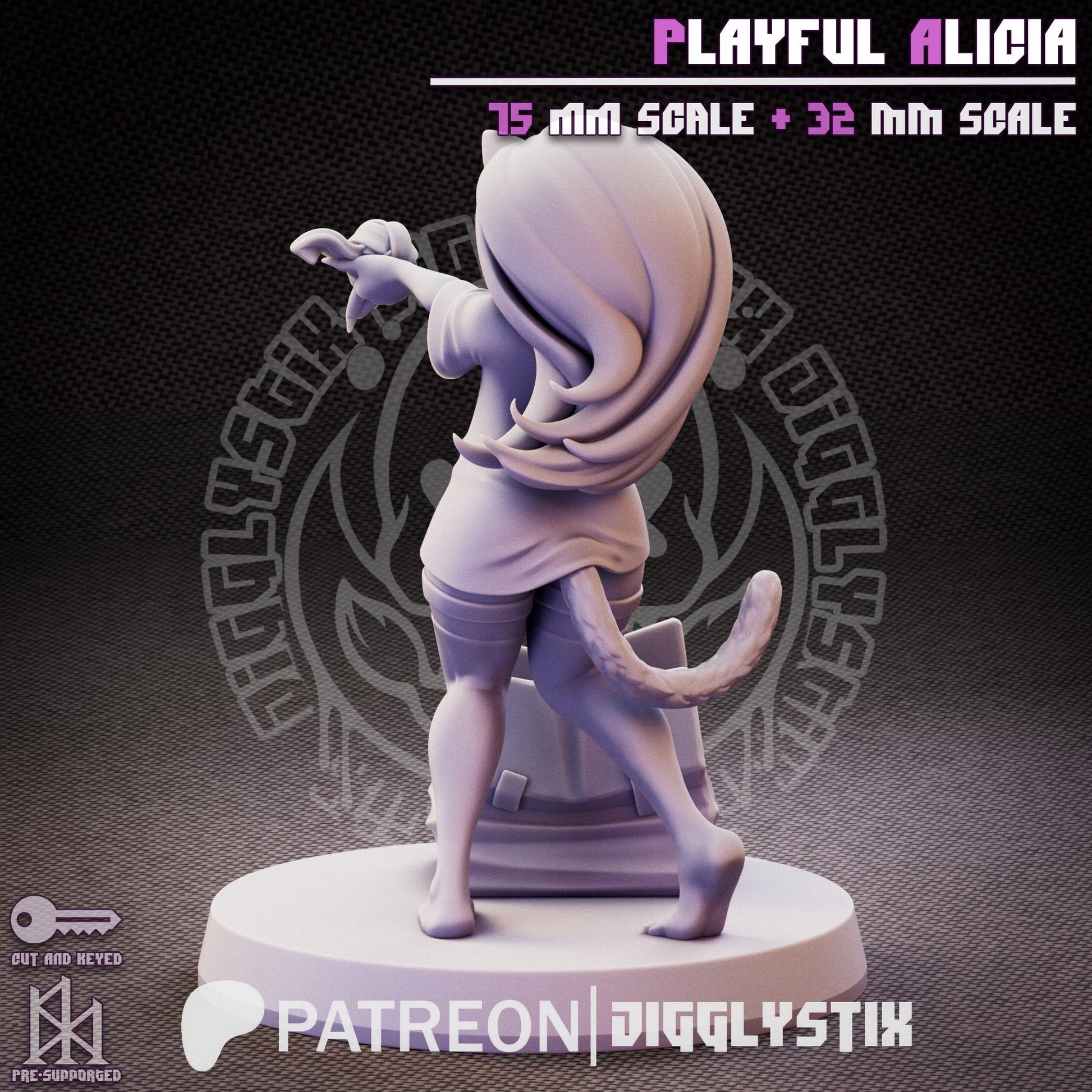Playful Alicia Cat Girl Pin Up Miniature | Jigglystix