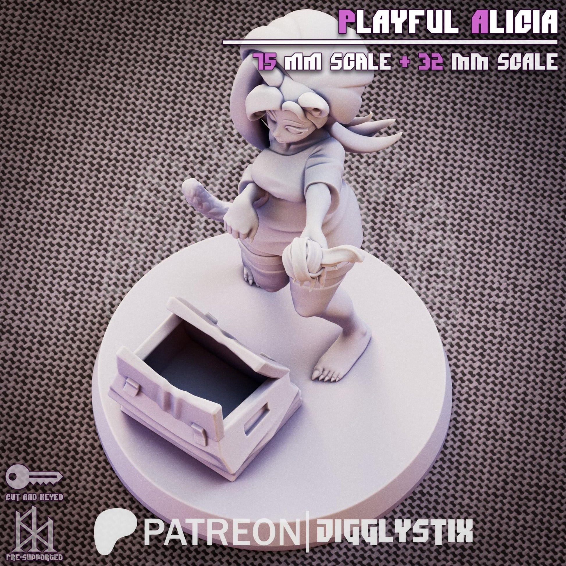 Playful Alicia Cat Girl Pin Up Miniature | Jigglystix