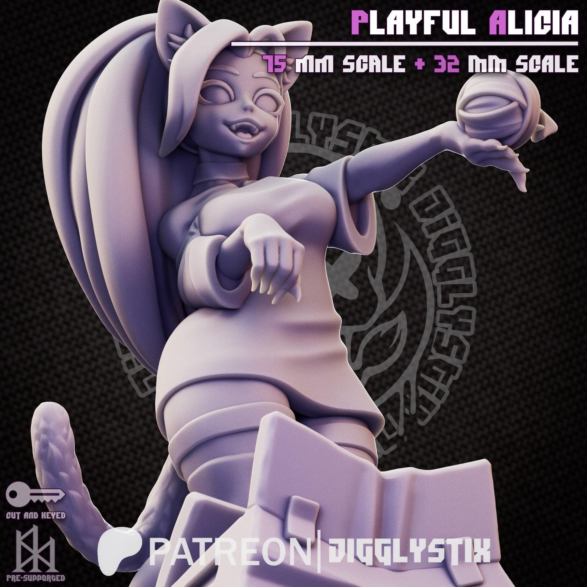 Playful Alicia Cat Girl Pin Up Miniature | Jigglystix