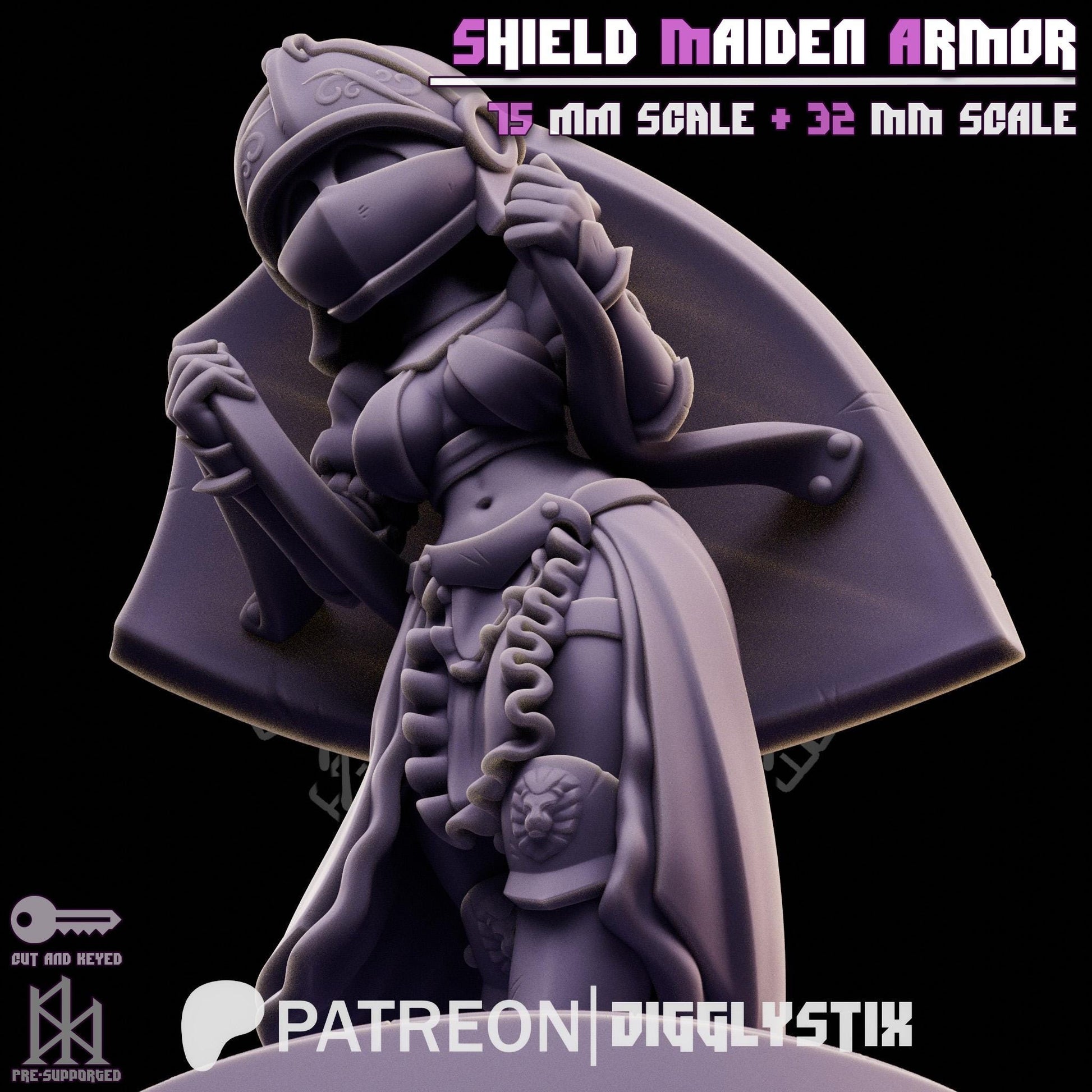 Shield Maiden Soldier Pin Up Miniature | Jigglystix