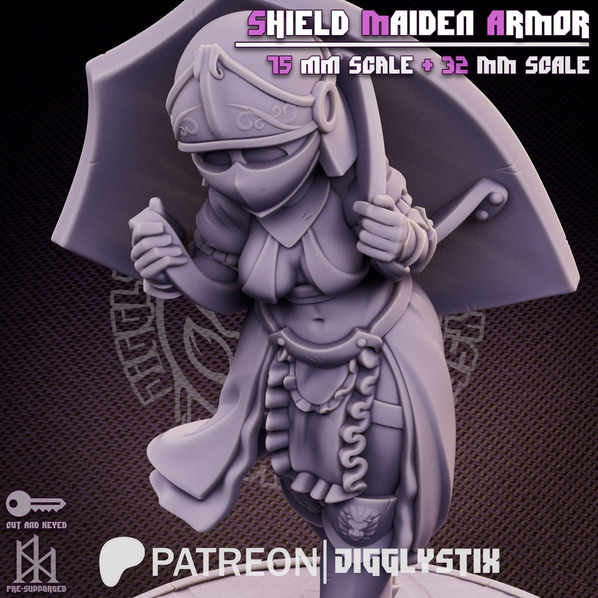 Shield Maiden Soldier Pin Up Miniature | Jigglystix