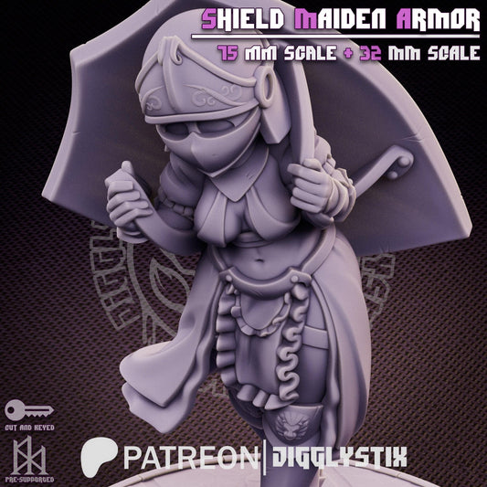 Shield Maiden Soldier Pin Up Miniature | Jigglystix
