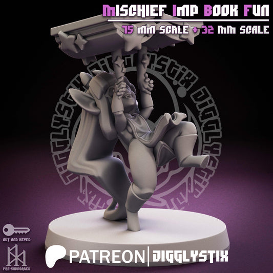 Mischief Imp Book Fun Pin Up Miniature | Jigglystix