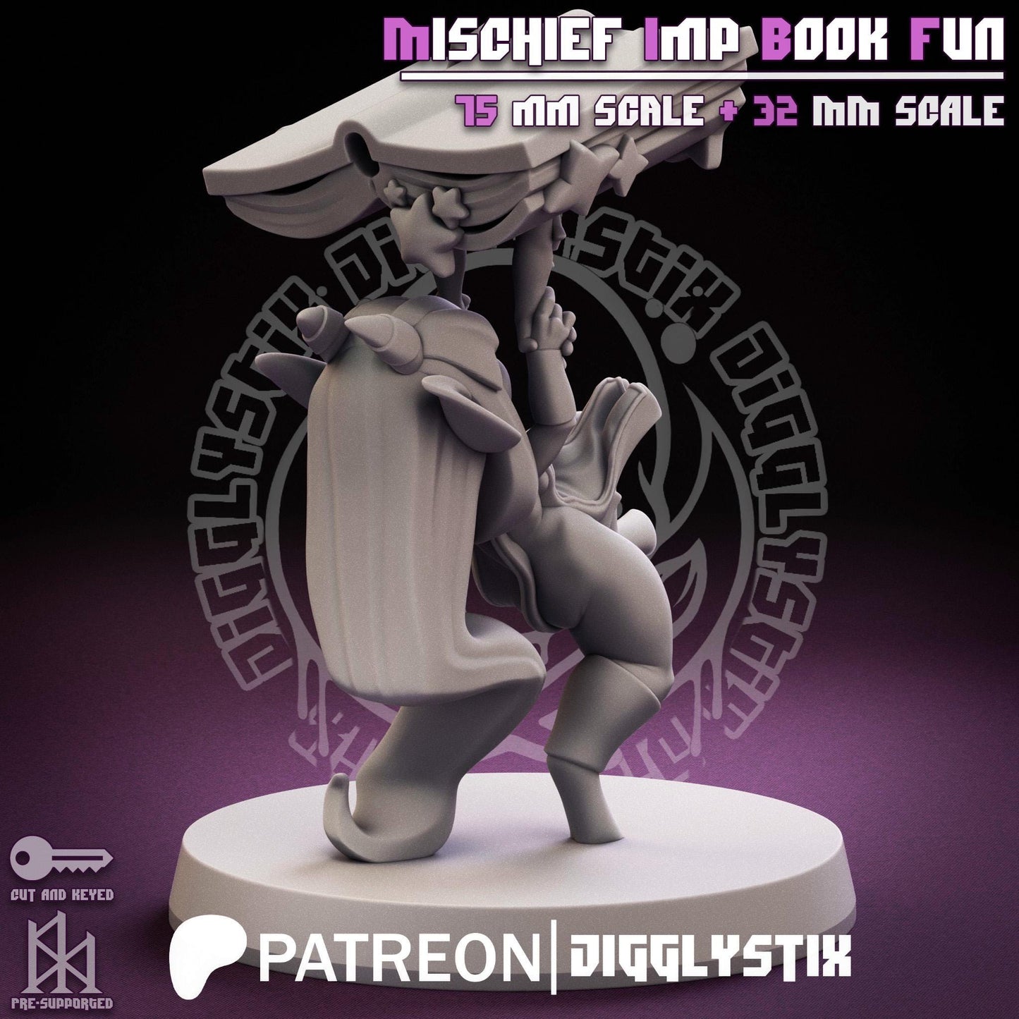 Mischief Imp Book Fun Pin Up Miniature | Jigglystix