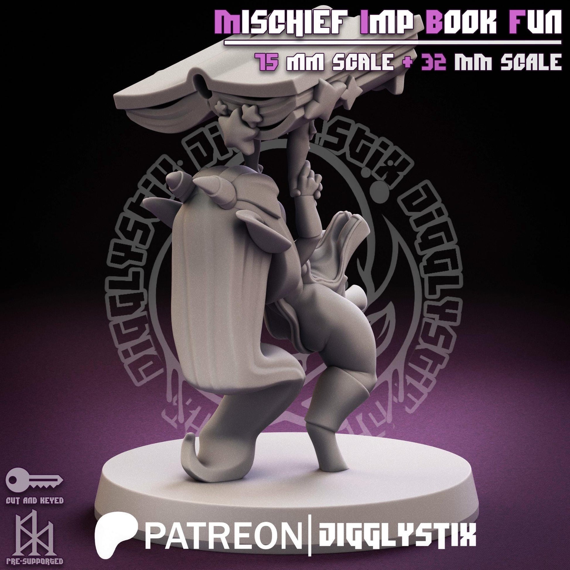 Mischief Imp Book Fun Pin Up Miniature | Jigglystix