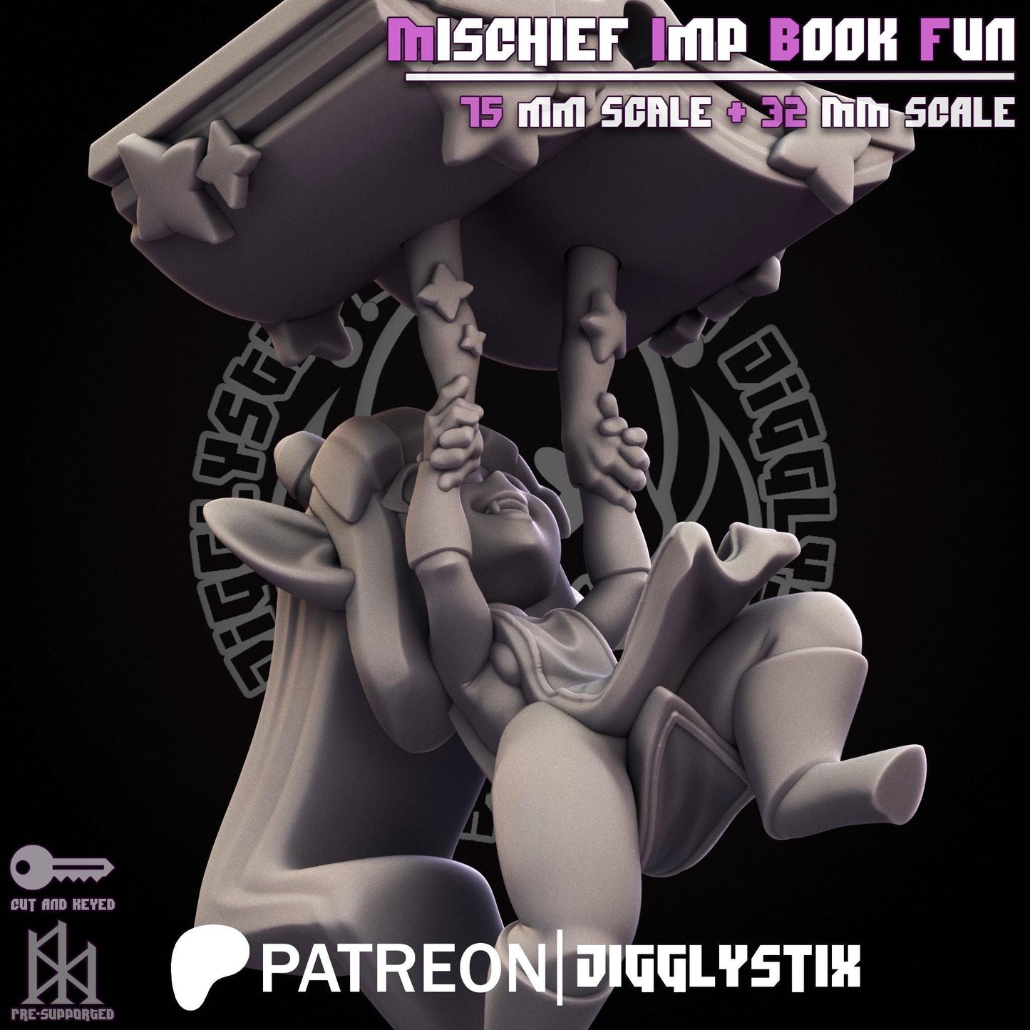 Mischief Imp Book Fun Pin Up Miniature | Jigglystix