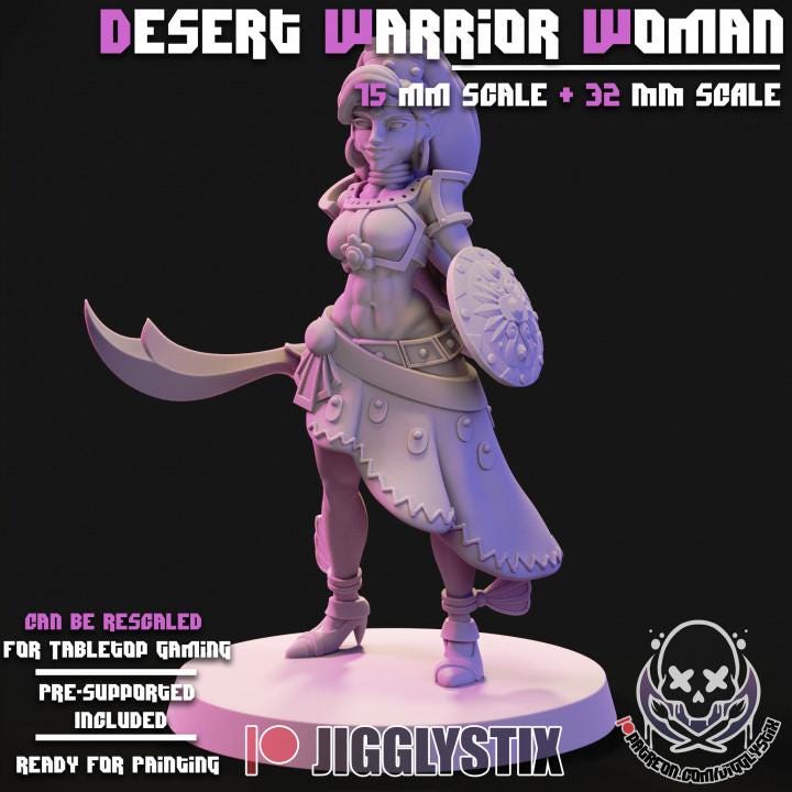 Desert Warrior Woman Pin Up Miniature | Jigglystix