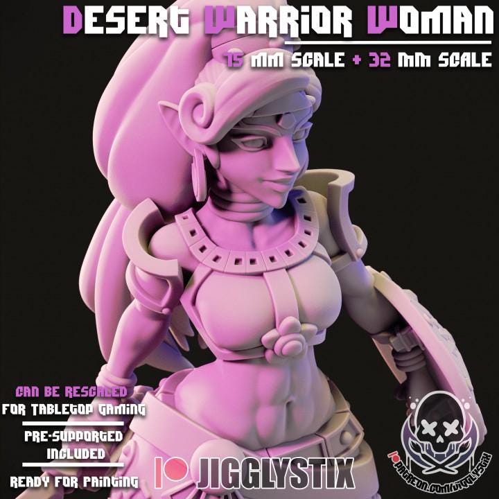 Desert Warrior Woman Pin Up Miniature | Jigglystix