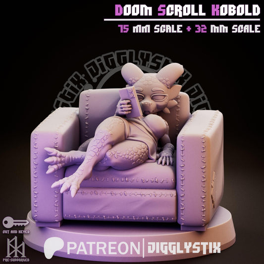 Doom Scroll Kobold Pin Up Miniature | Jigglystix