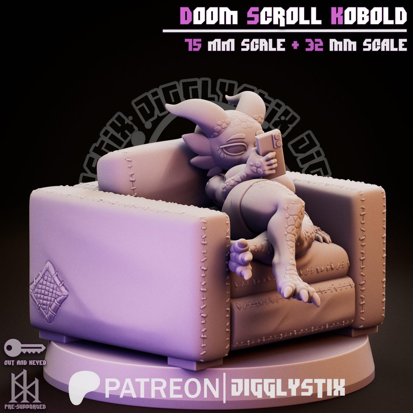 Doom Scroll Kobold Pin Up Miniature | Jigglystix