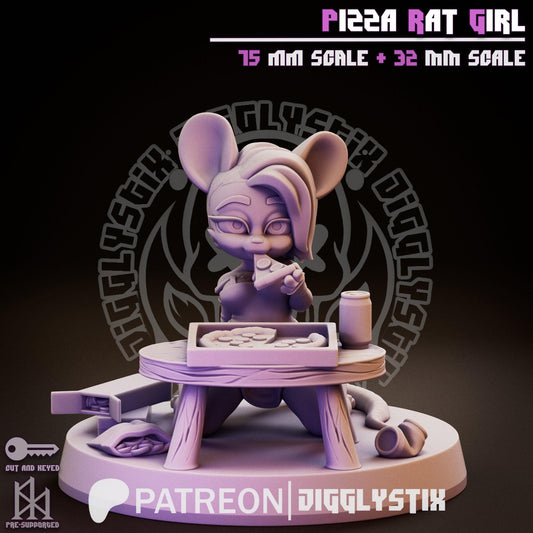 Pizza Rat Girl Pin Up Miniature | Jigglystix