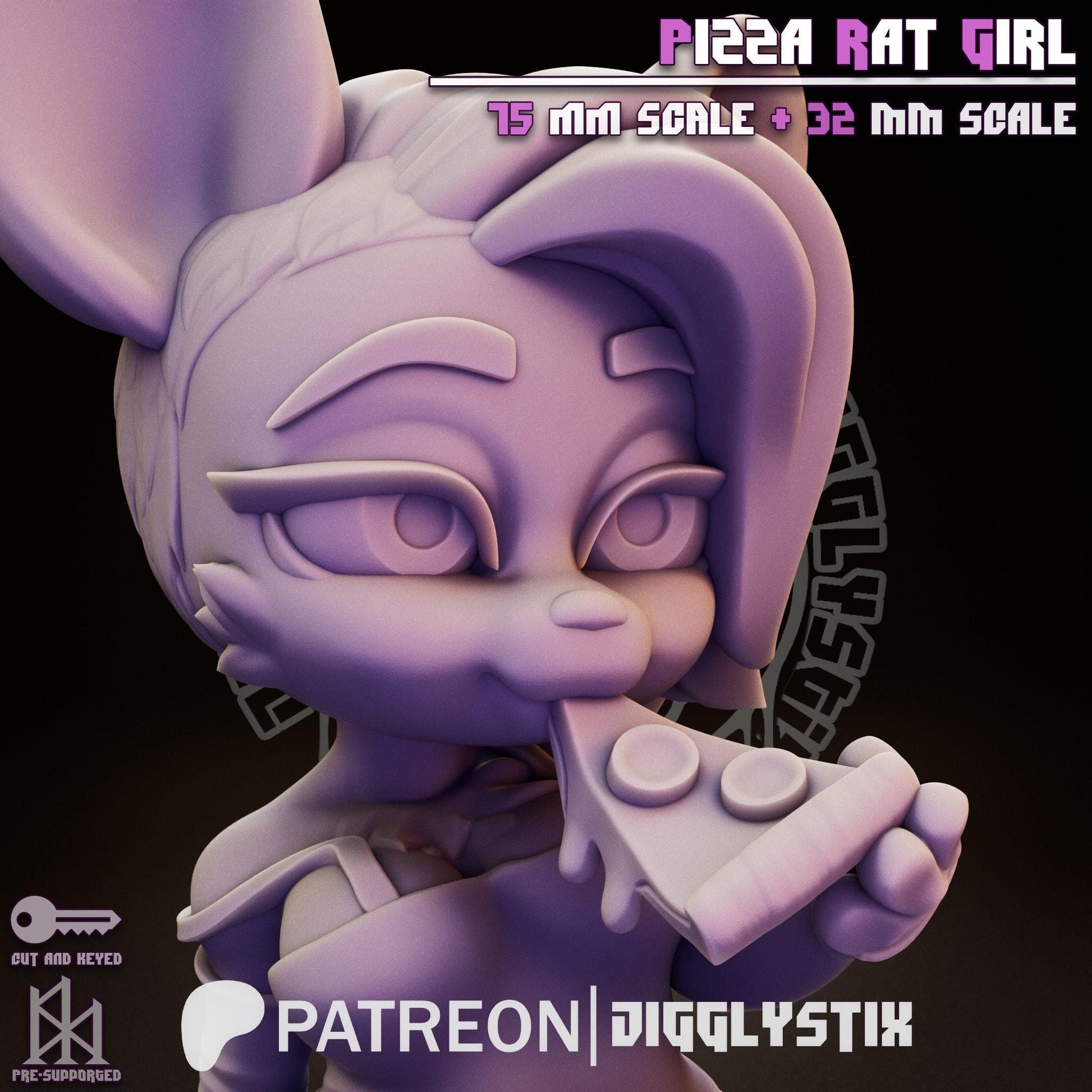 Pizza Rat Girl Pin Up Miniature | Jigglystix
