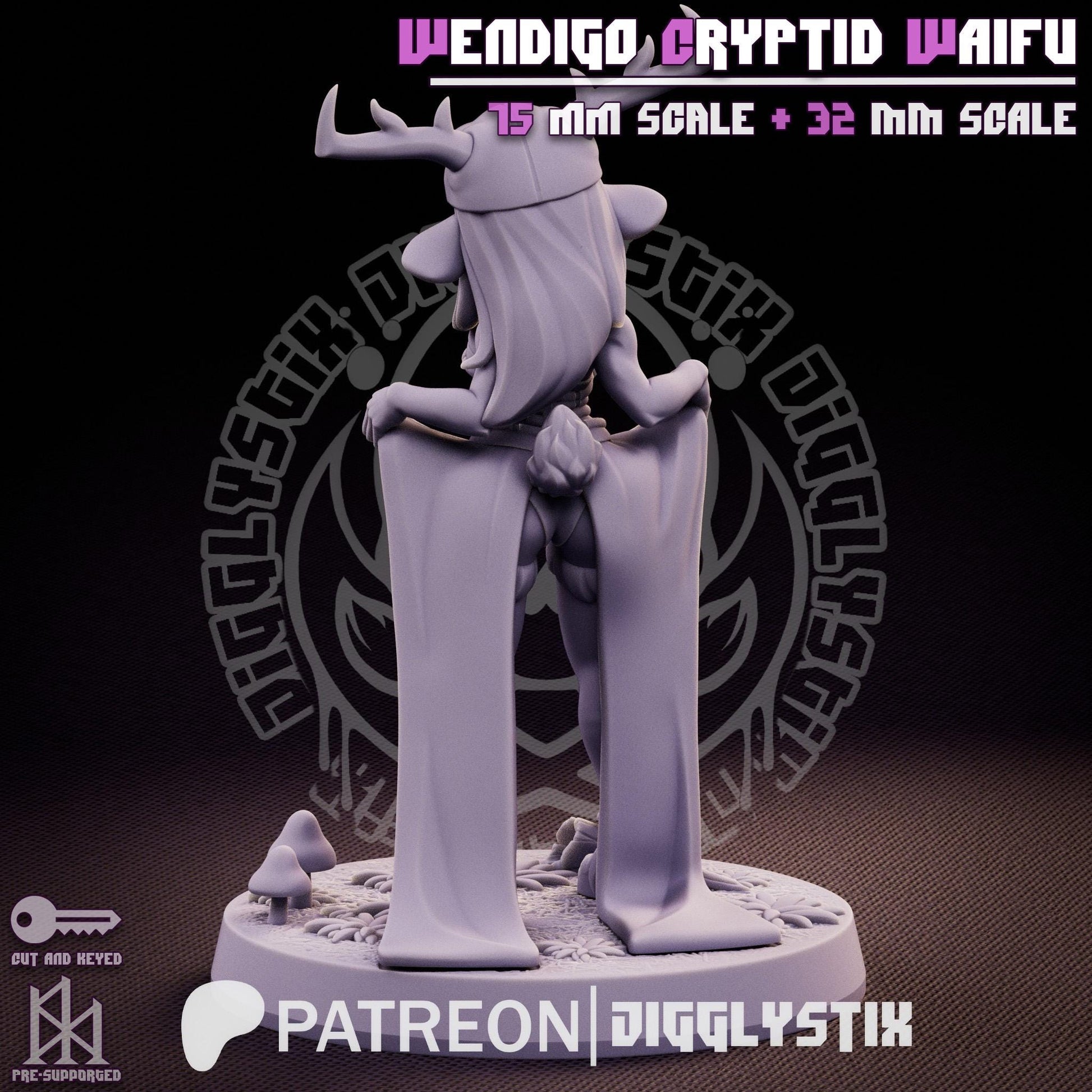 Wendigo Waifu Pin Up Miniature | Jigglystix