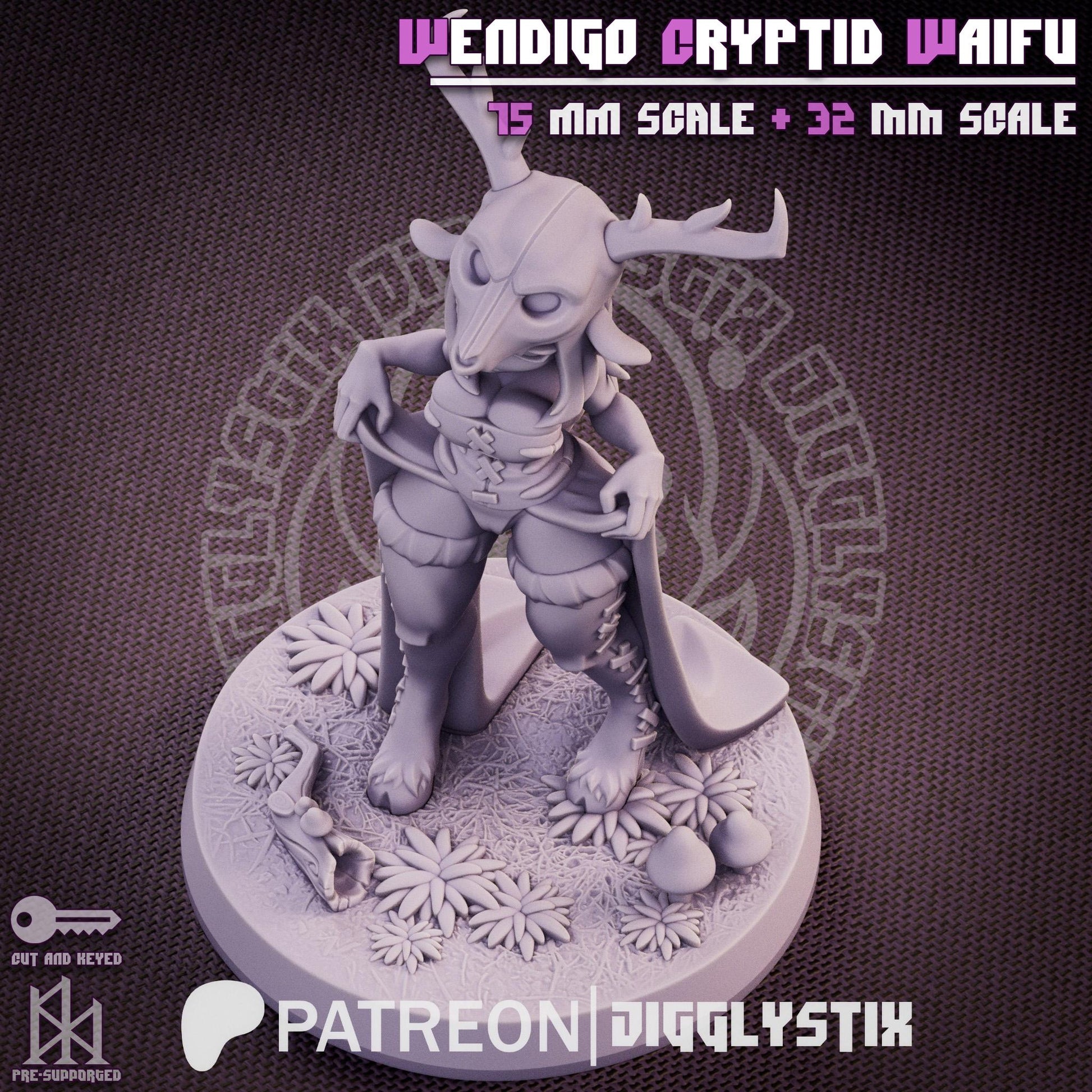Wendigo Waifu Pin Up Miniature | Jigglystix