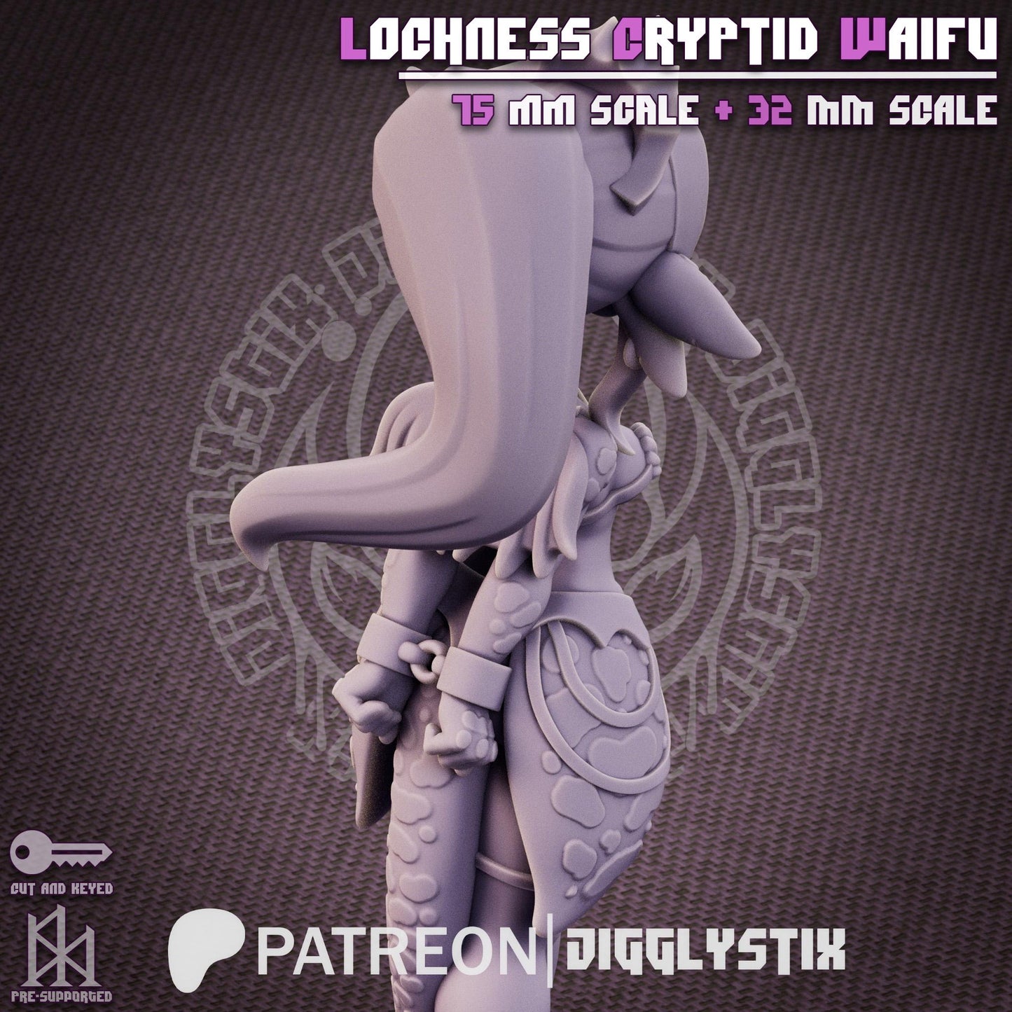 Loch Ness Cryptid Waifu Pin Up Miniature | Jigglystix