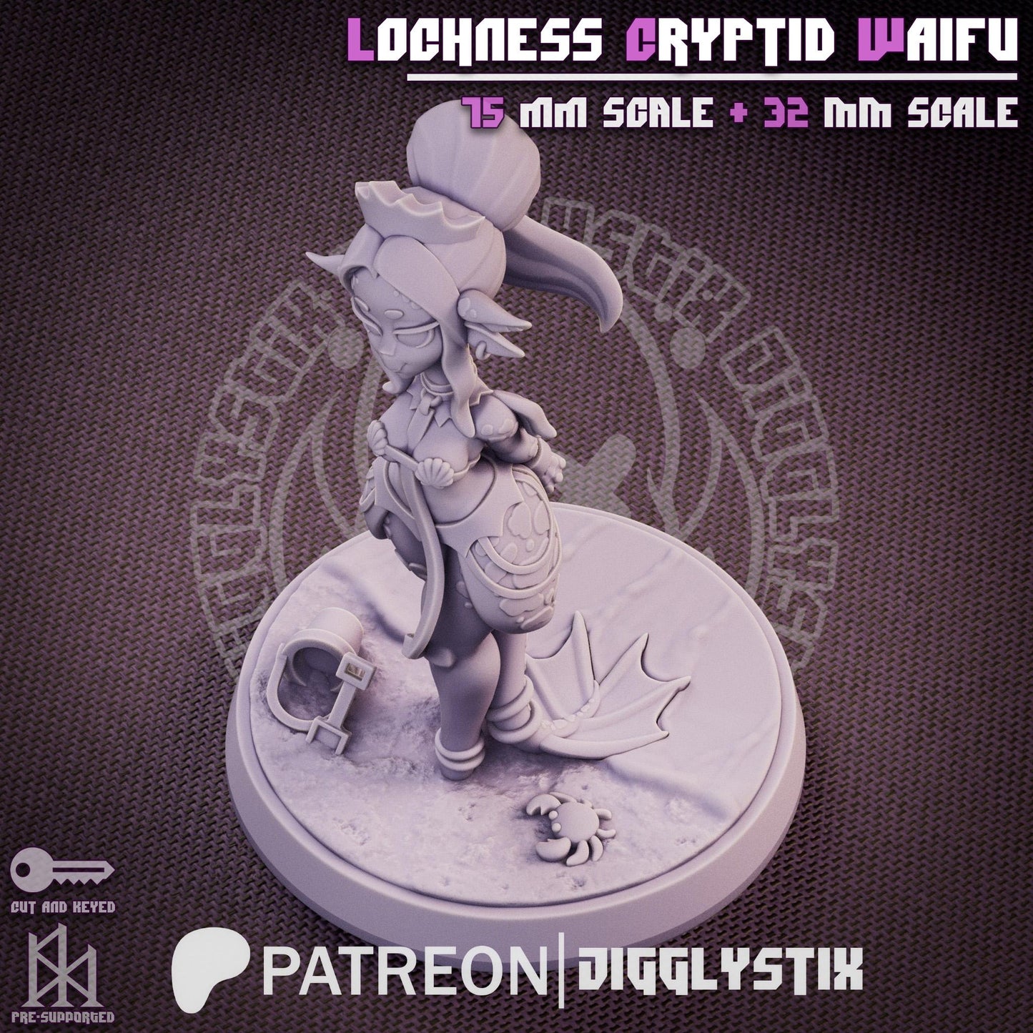 Loch Ness Cryptid Waifu Pin Up Miniature | Jigglystix