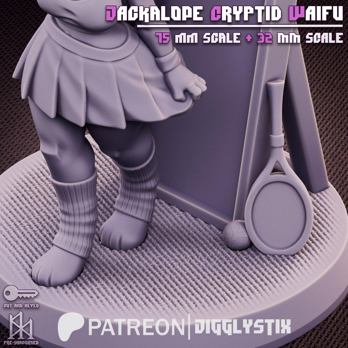 Jackalope Cryptid Waifu Pin Up Miniature | Jigglystix