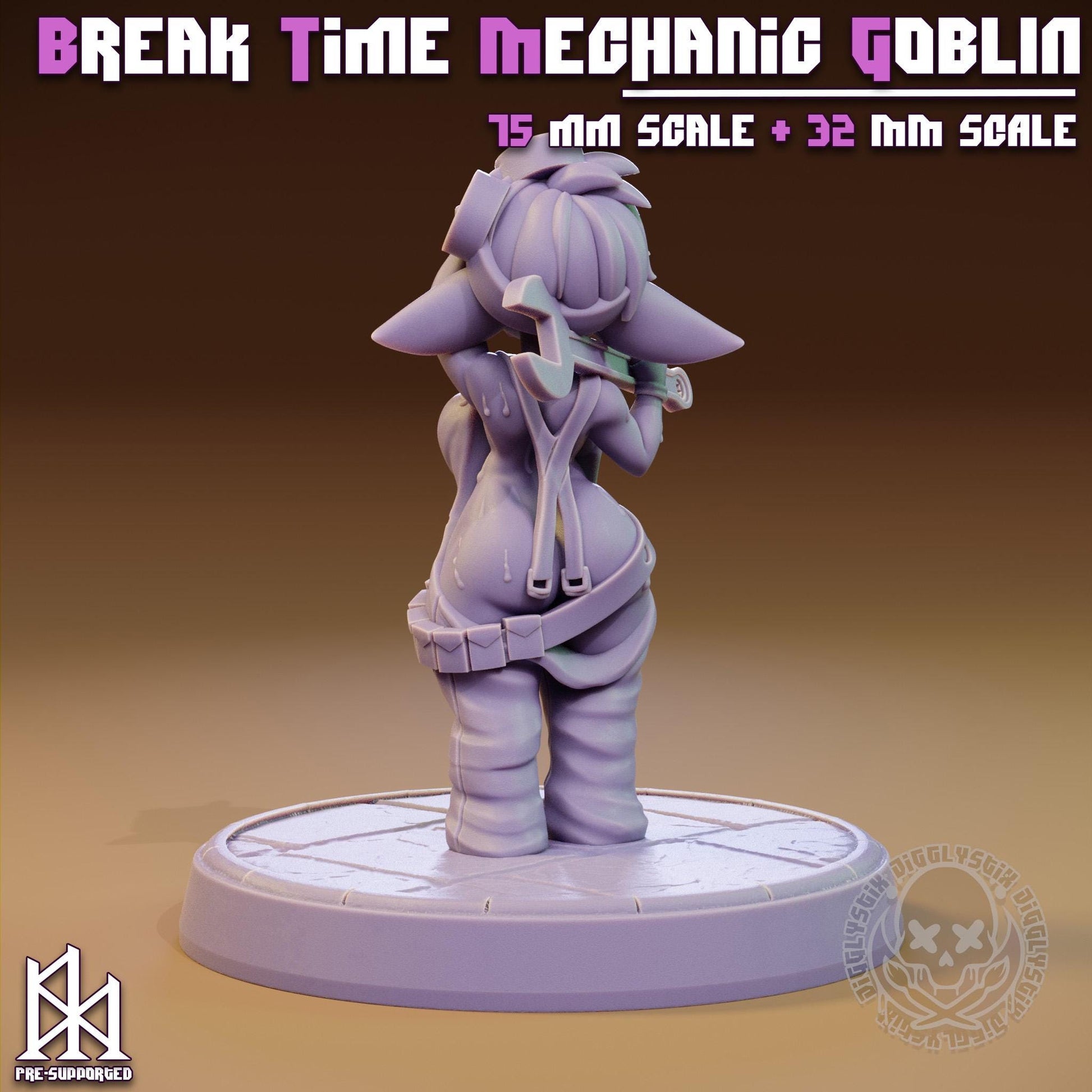 Breaktime Goblin Mechanic Pin Up Miniature | Jigglystix